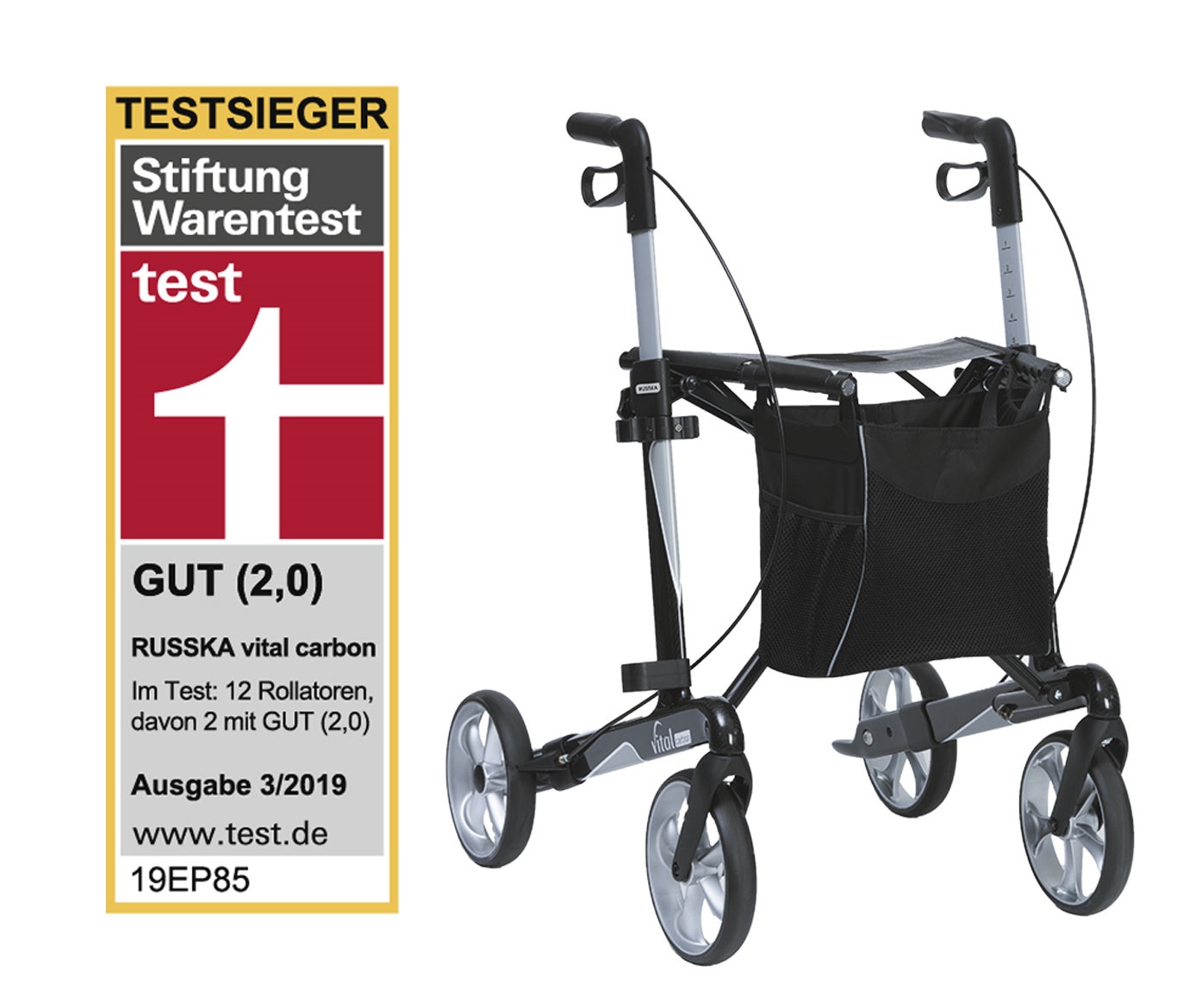 Testsieger RUSSKA Rollator vital carbon