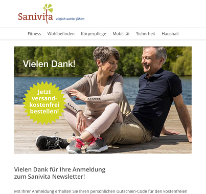 Sanivita newsletter Confirm